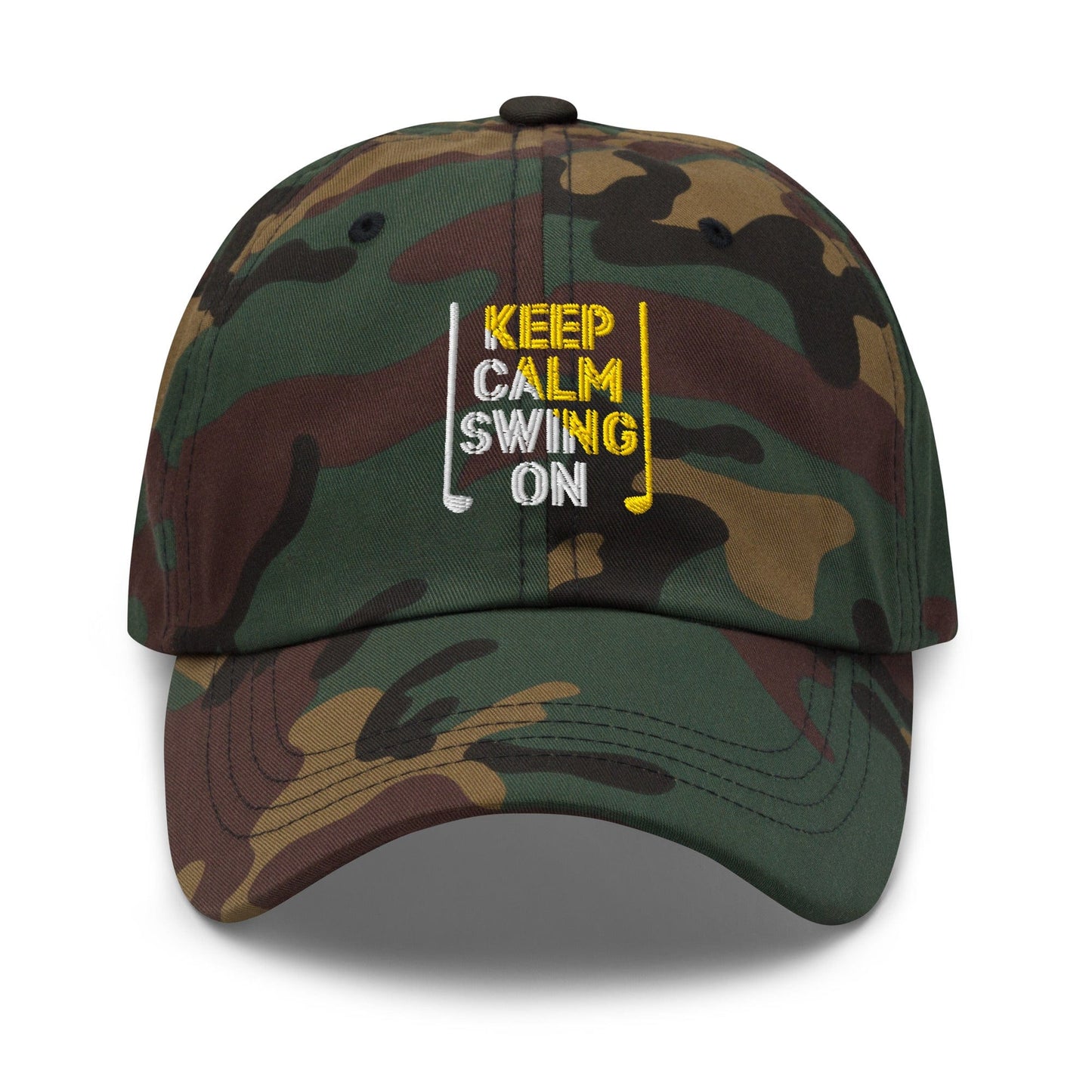 Keep Calm Swing On Embroidered Golf Cap - Funny Golf Tee by Swing Epic