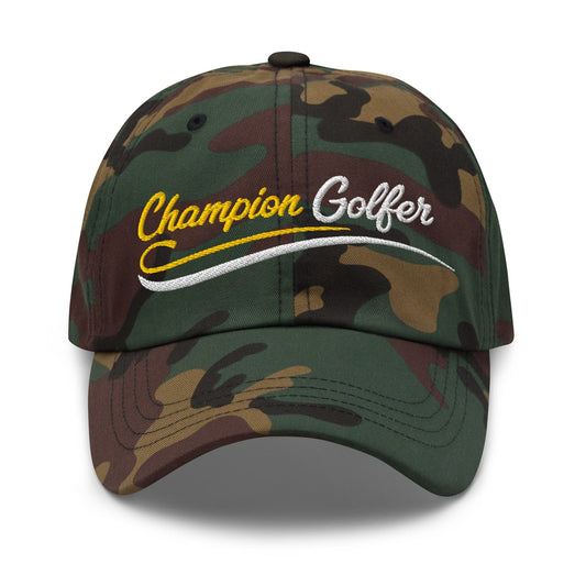 Champion Golfer Sparkling Star Fun Embroidered Golf Cap - Funny Golf Tee by Swing Epic