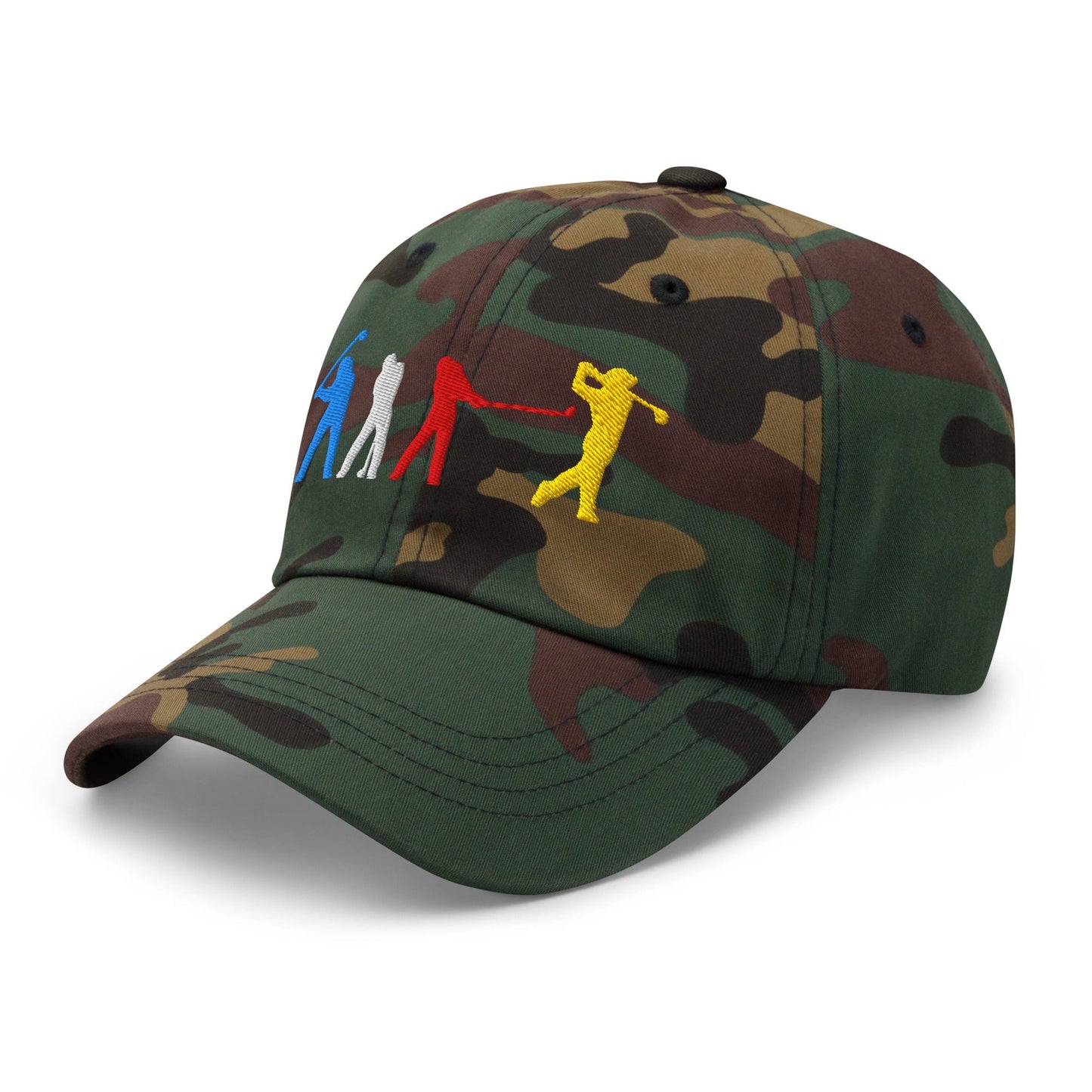 Four Swinging Silhouettes Dynamic Embroidered Golf Cap - Funny Golf Tee by Swing Epic