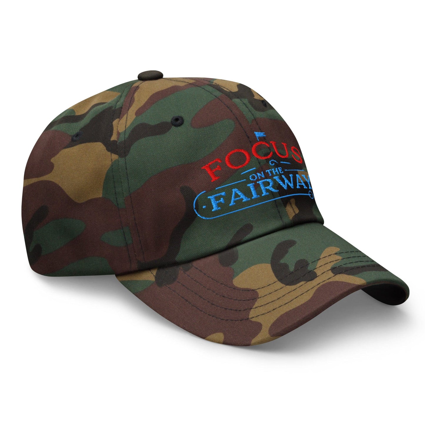 Focus on the Fairway Flag Embroidered Golf Cap - Funny Golf Tee by Swing Epic
