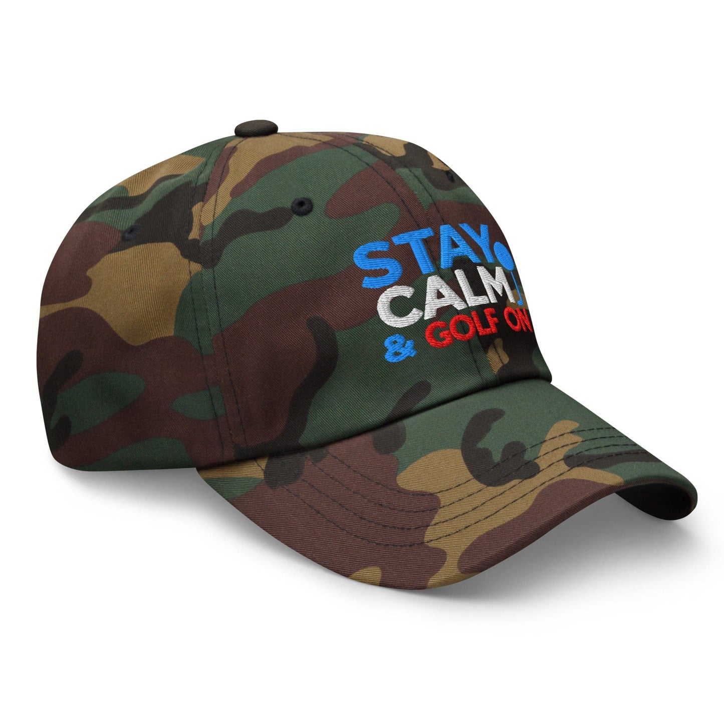Stay Calm & Golf On Funny Embroidered Golf Cap - Funny Golf Tee by Swing Epic