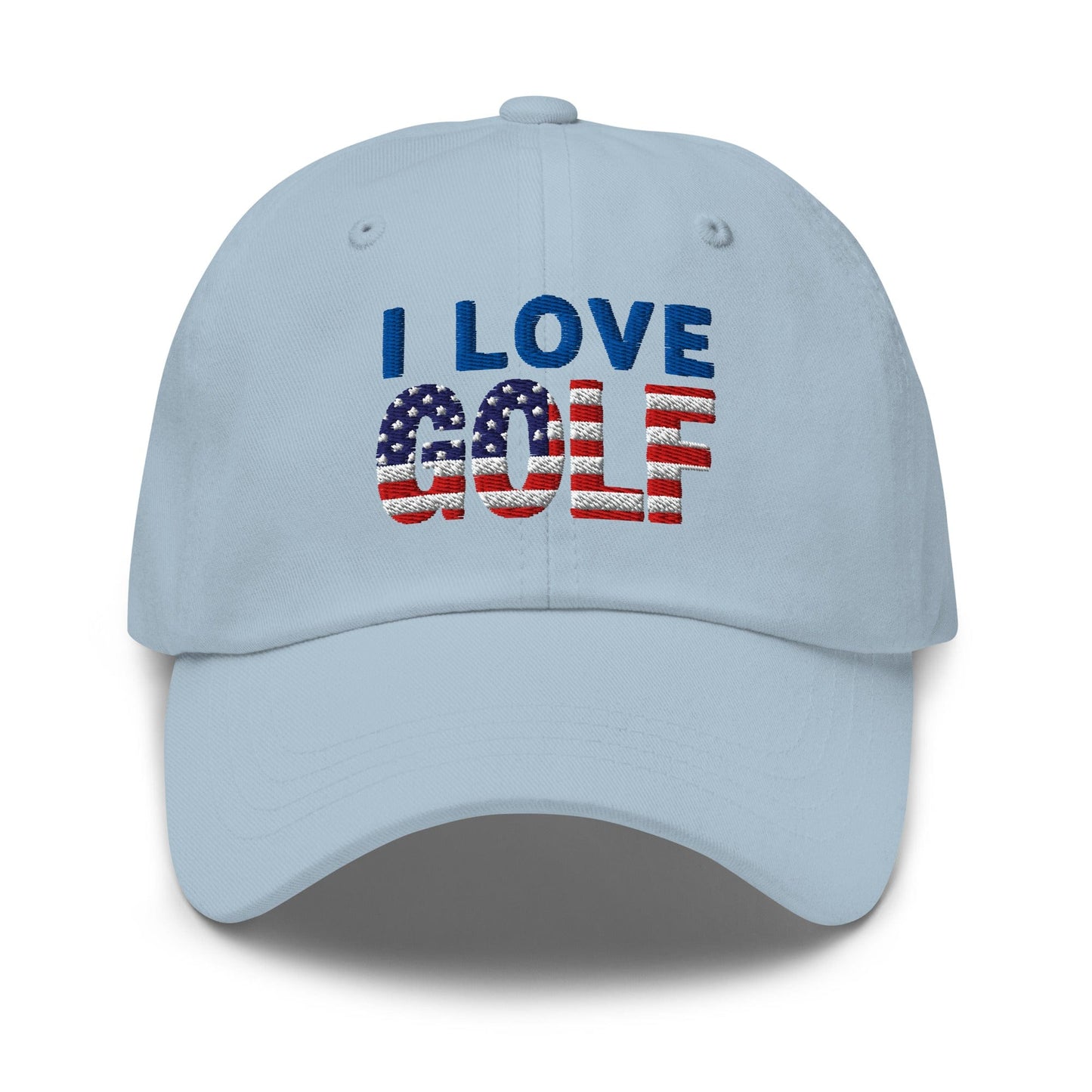 I Love Golf USA Flag Patriotic Embroidered Golf Cap - Funny Golf Tee by Swing Epic