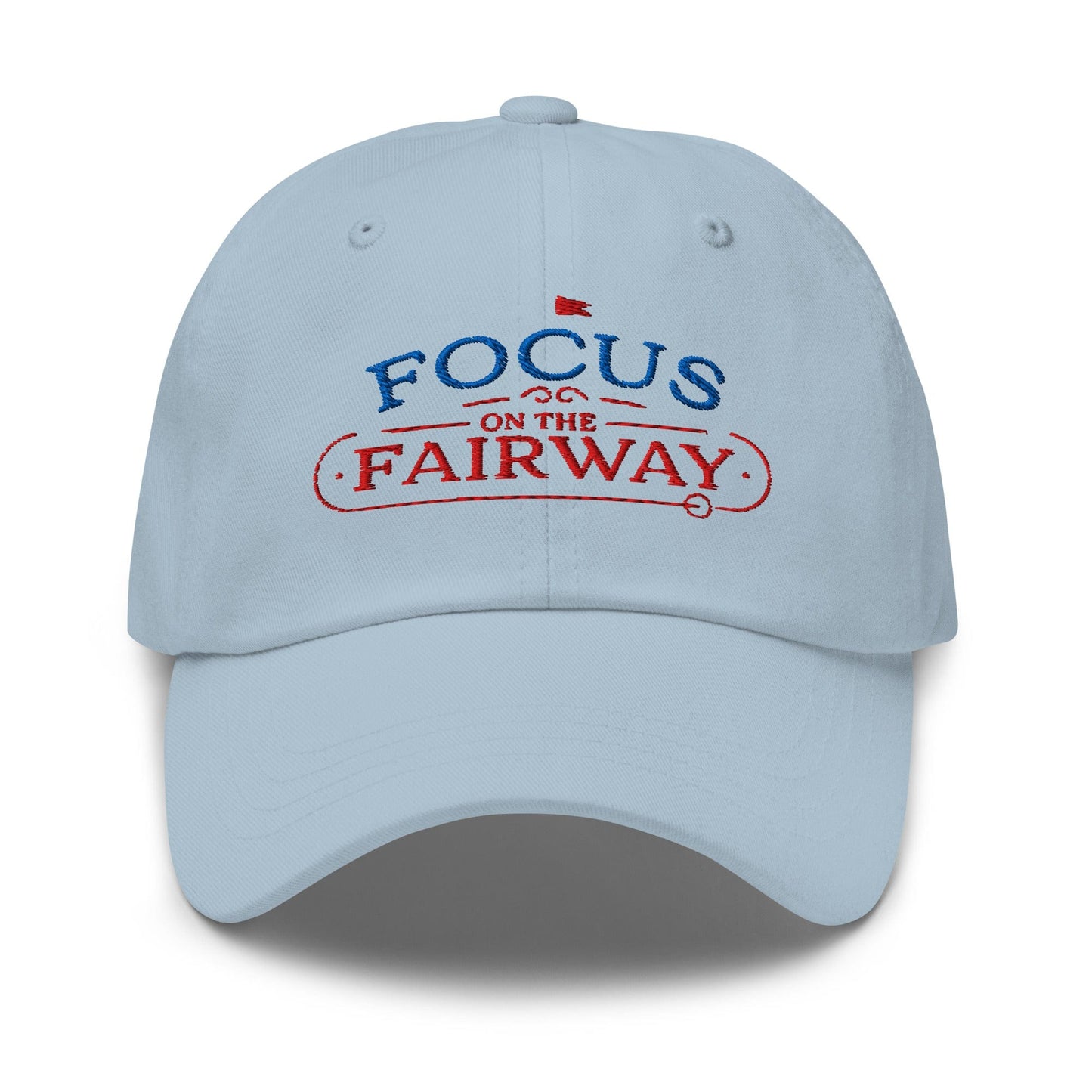 Focus on the Fairway Flag Embroidered Golf Cap - Funny Golf Tee by Swing Epic