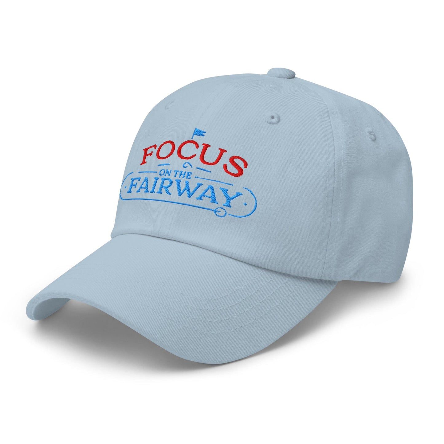 Focus on the Fairway Flag Embroidered Golf Cap - Funny Golf Tee by Swing Epic