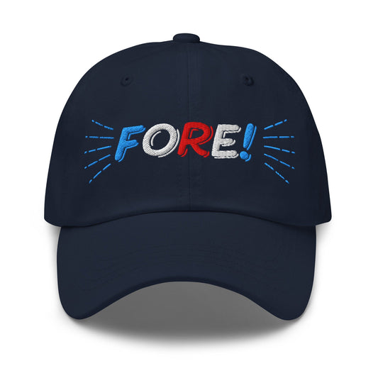 FORE! Quirky Embroidered Golf Cap - Funny Golf Tee by Swing Epic