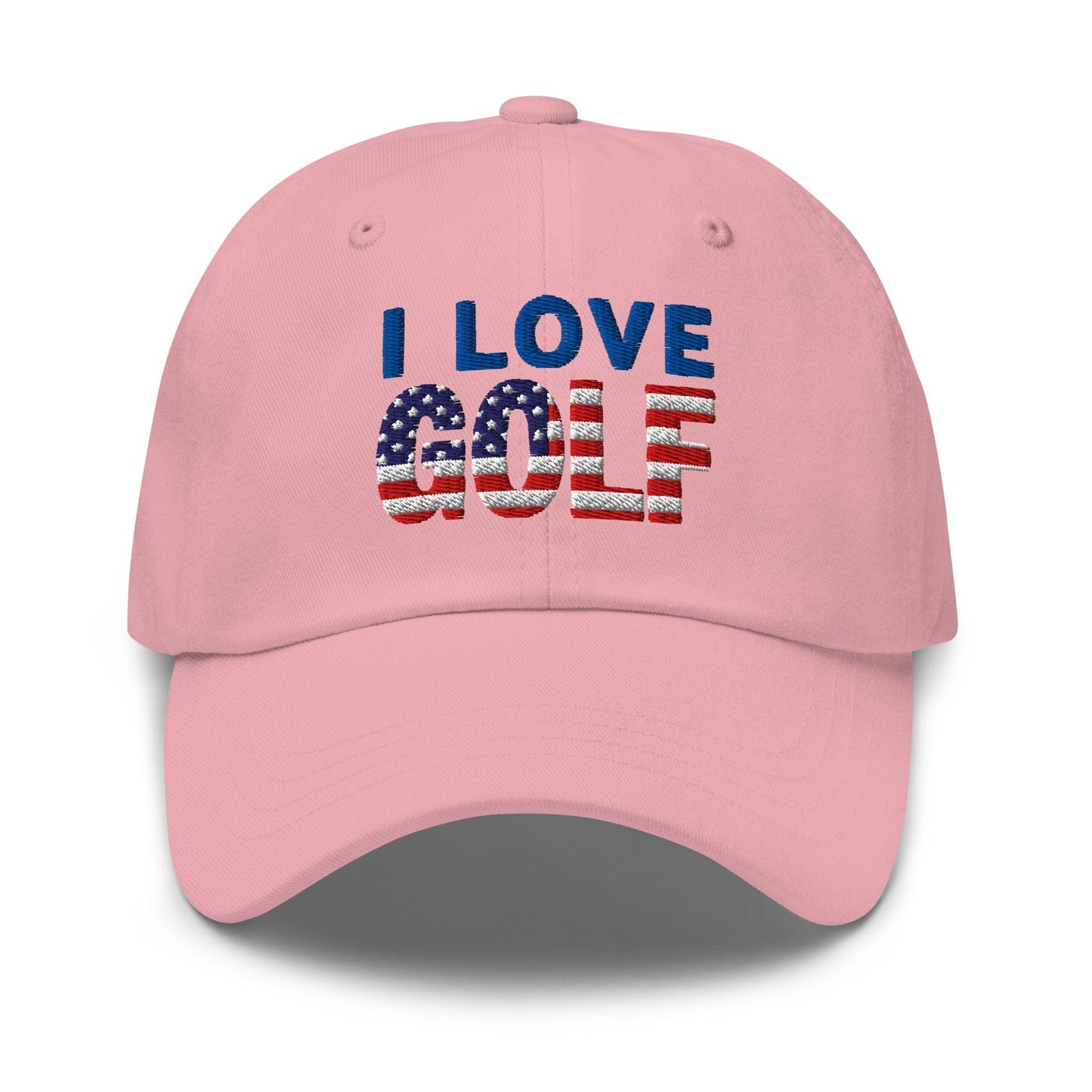 I Love Golf USA Flag Patriotic Embroidered Golf Cap - Funny Golf Tee by Swing Epic