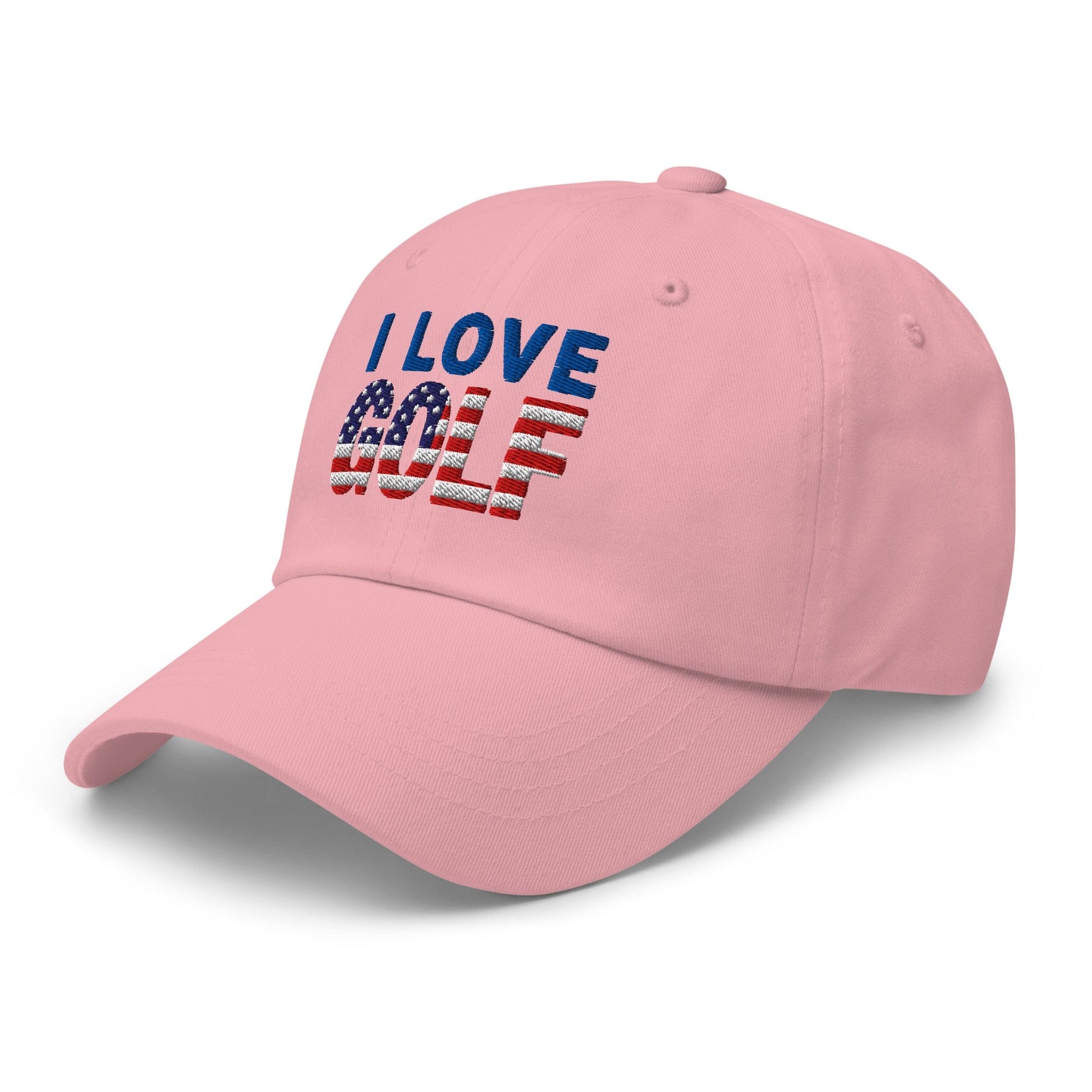 I Love Golf USA Flag Patriotic Embroidered Golf Cap - Funny Golf Tee by Swing Epic