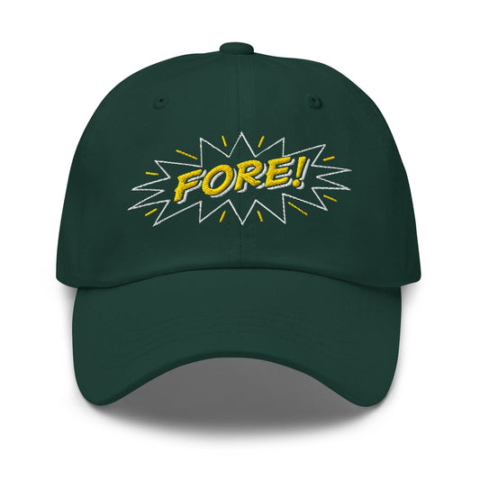 FORE! Quirky and Fun Embroidered Golf Cap - Funny Golf Tee by Swing Epic