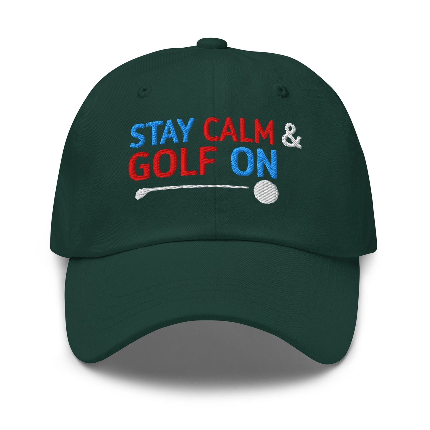 Stay Calm & Golf On Funny Embroidered Golf Cap - Funny Golf Tee by Swing Epic