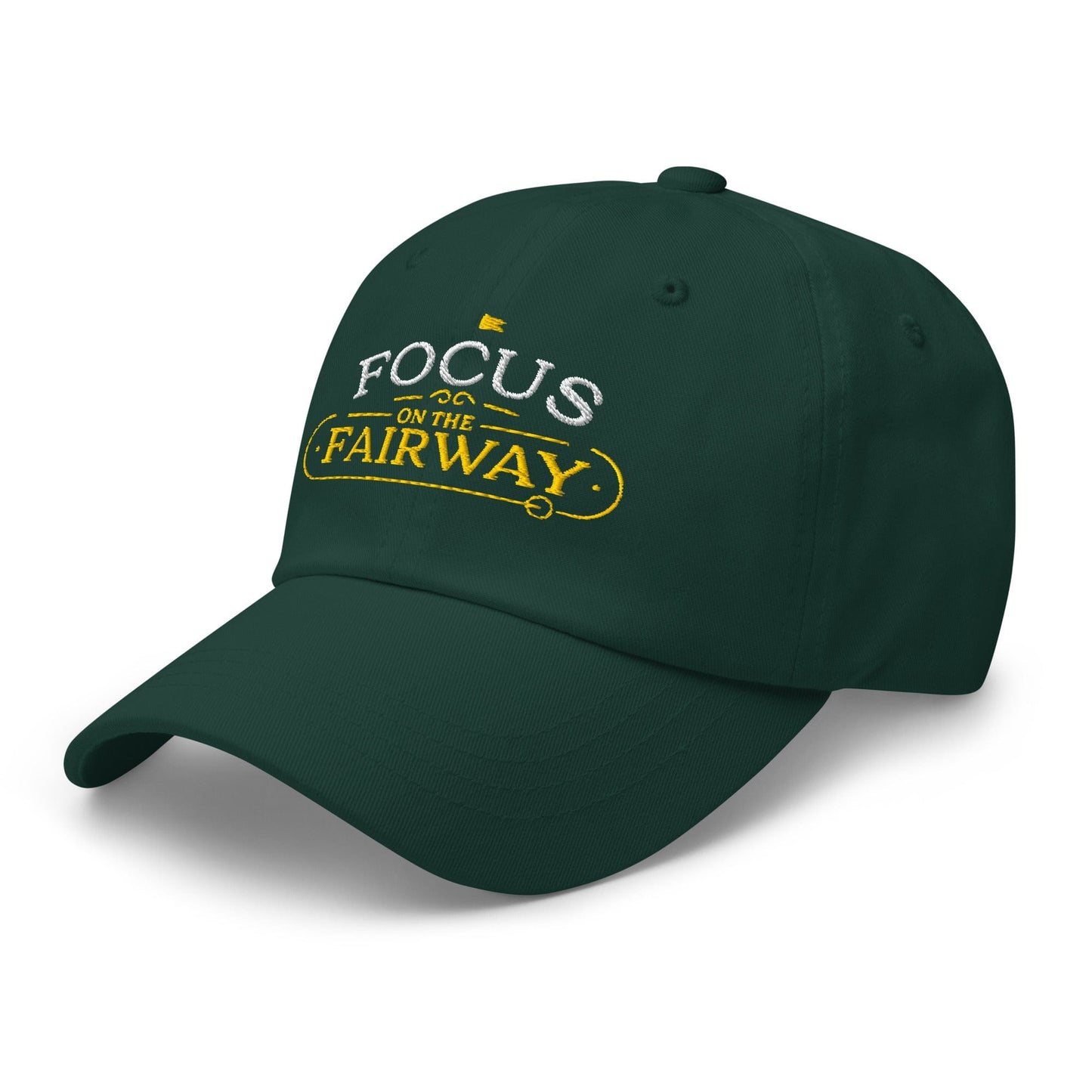 Focus on the Fairway Flag Embroidered Golf Cap - Funny Golf Tee by Swing Epic