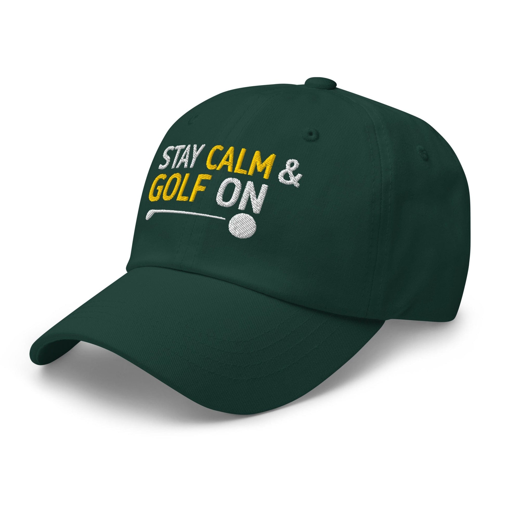 Stay Calm and Golf On Funny Embroidered Golf Cap - Funny Golf Tee by Swing Epic