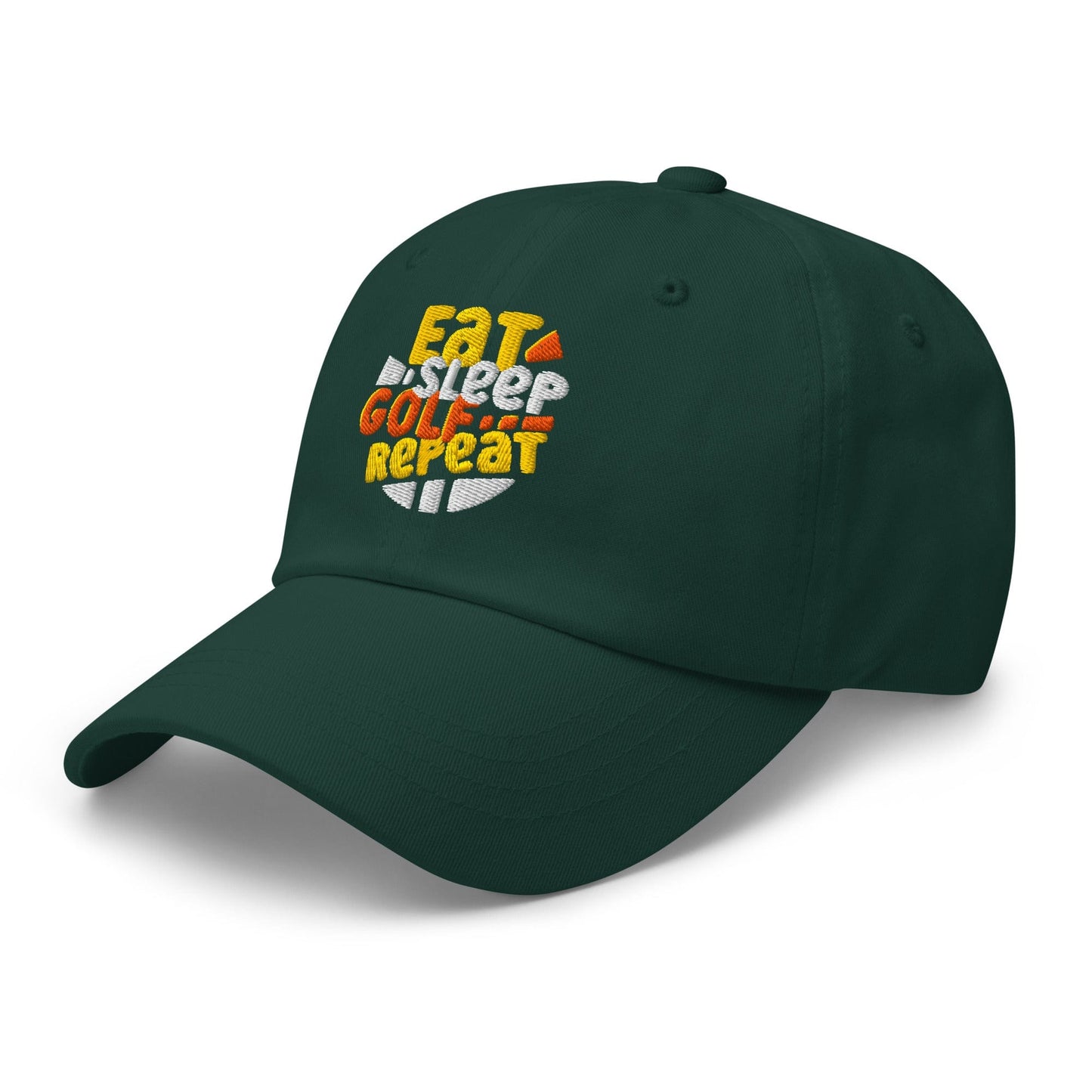 Eat Sleep Golf Repeat Fun Design Embroidered Golf Cap - Funny Golf Tee by Swing Epic