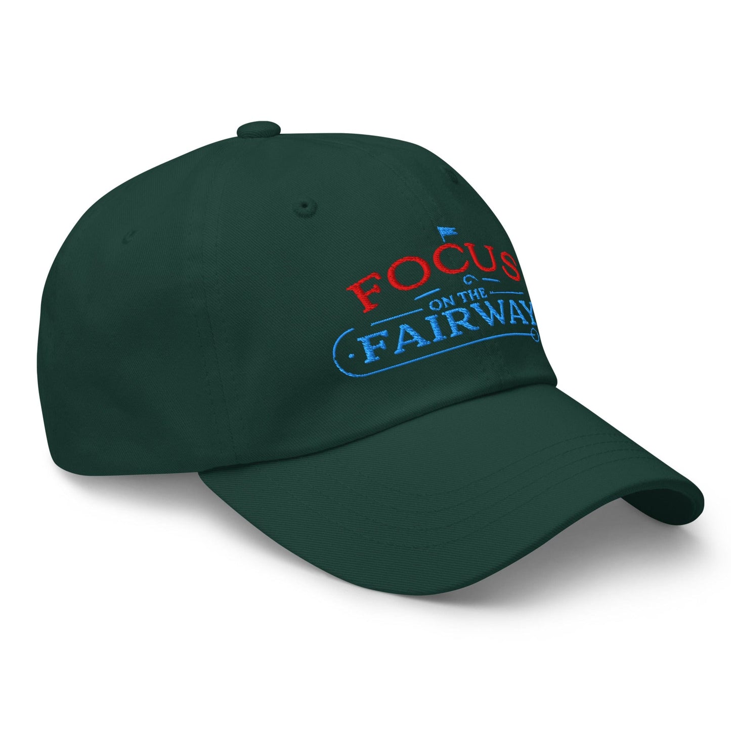 Focus on the Fairway Flag Embroidered Golf Cap - Funny Golf Tee by Swing Epic