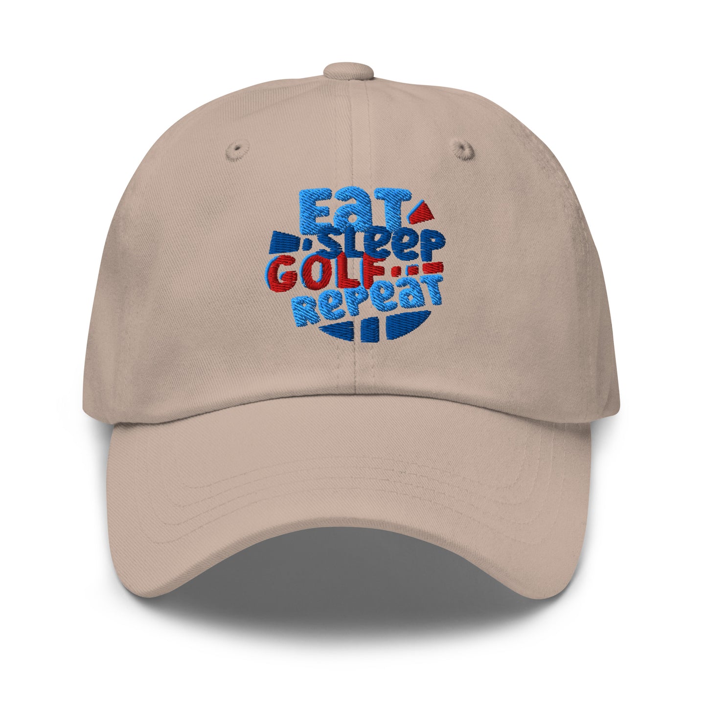Eat Sleep Golf Repeat Fun Design Embroidered Golf Cap - Funny Golf Tee by Swing Epic