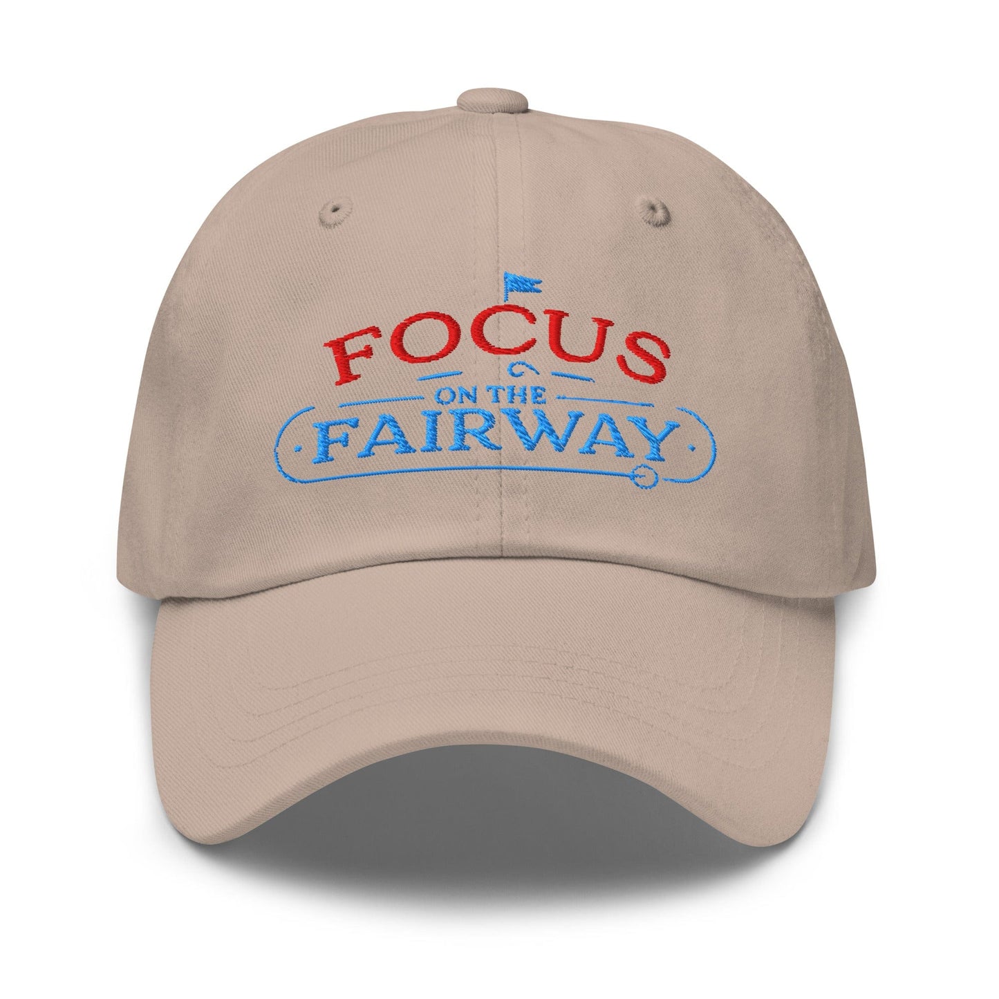 Focus on the Fairway Flag Embroidered Golf Cap - Funny Golf Tee by Swing Epic