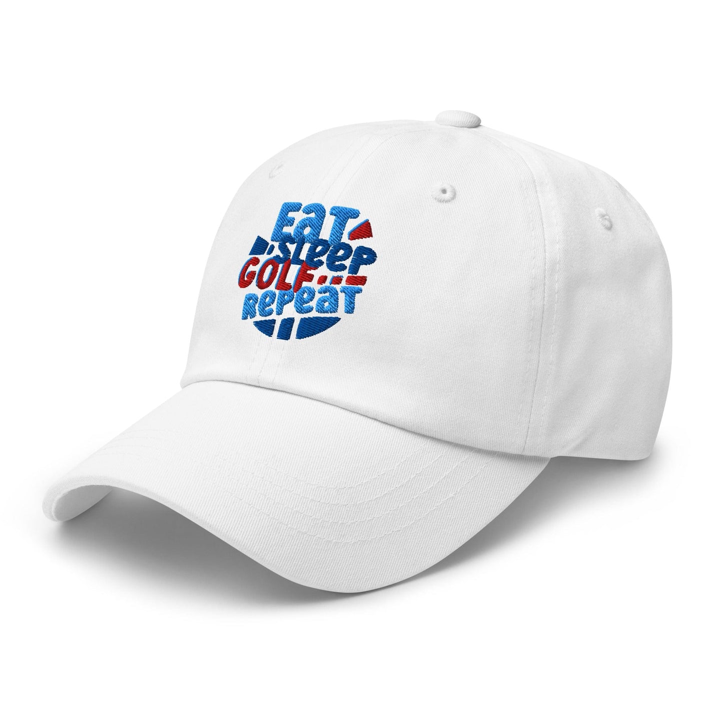 Eat Sleep Golf Repeat Fun Design Embroidered Golf Cap - Funny Golf Tee by Swing Epic