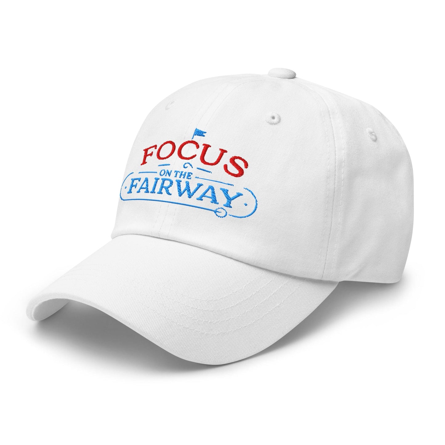 Focus on the Fairway Flag Embroidered Golf Cap - Funny Golf Tee by Swing Epic