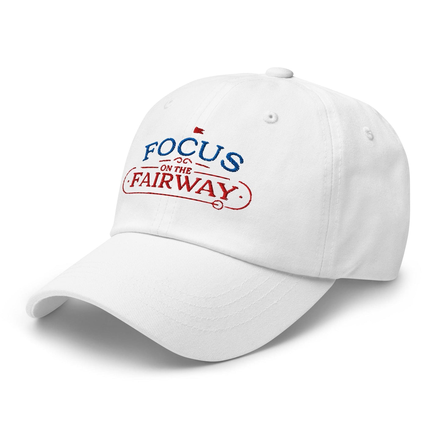 Focus on the Fairway Flag Embroidered Golf Cap - Funny Golf Tee by Swing Epic
