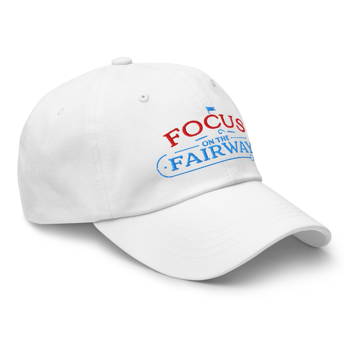 Focus on the Fairway Flag Embroidered Golf Cap - Funny Golf Tee by Swing Epic