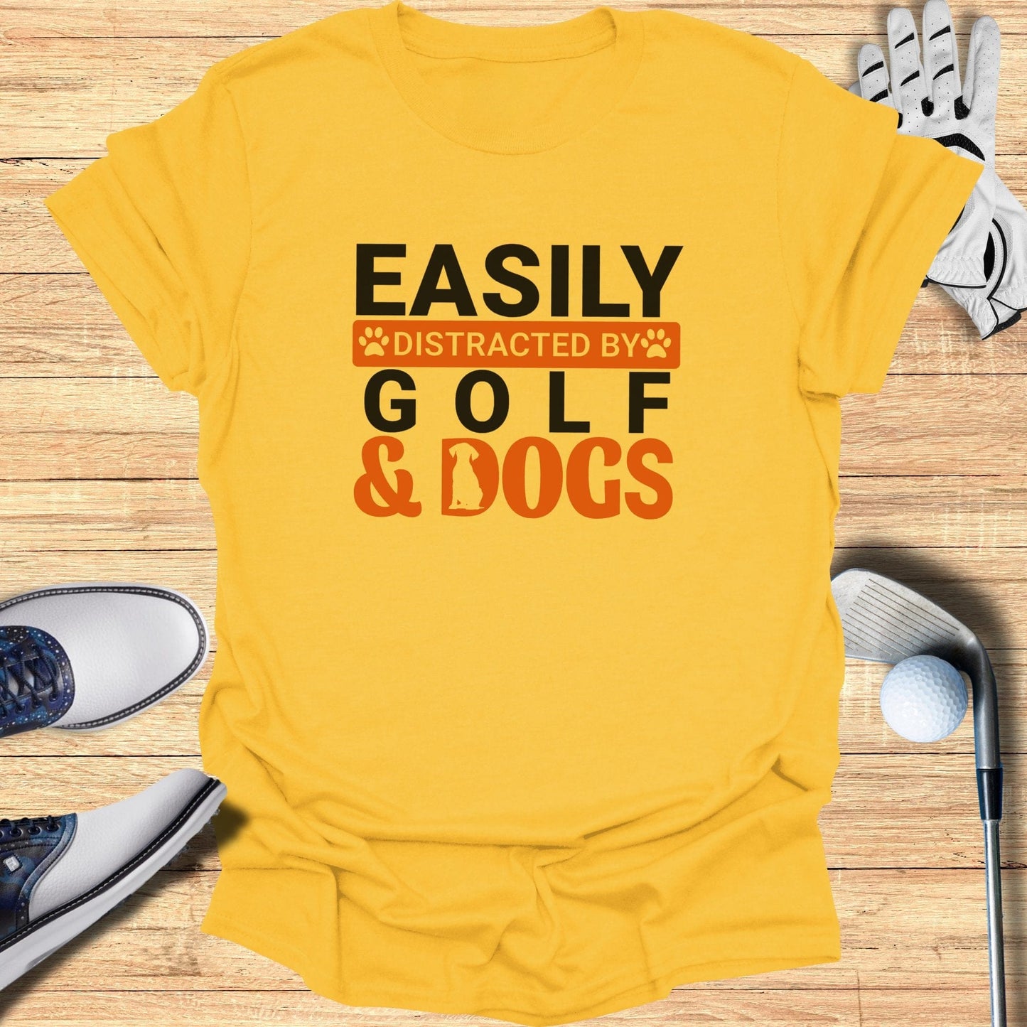 Easily Distracted By Golf & Dogs T-Shirt - Funny Golf Tee by Swing Epic