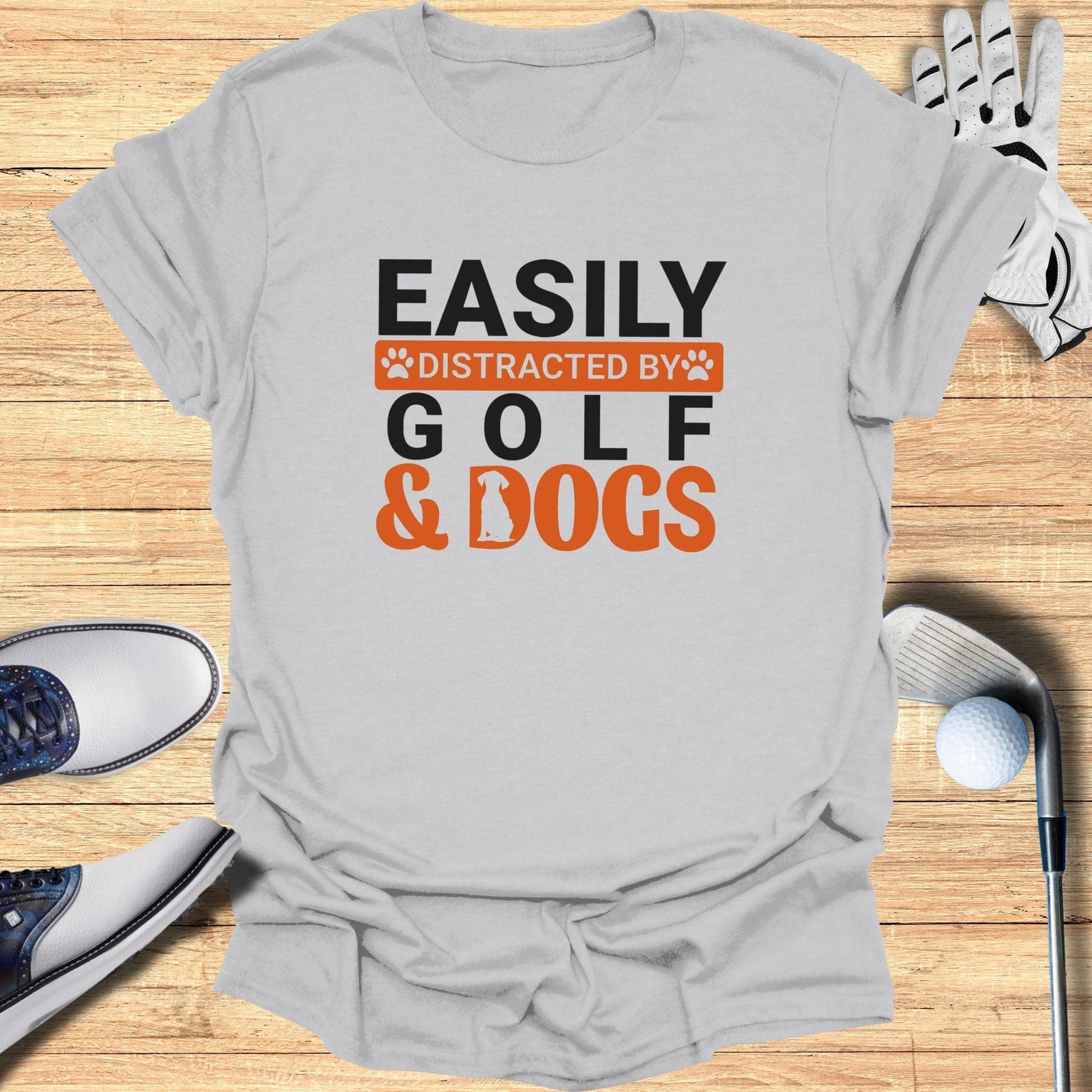 Easily Distracted By Golf & Dogs T-Shirt - Funny Golf Tee by Swing Epic