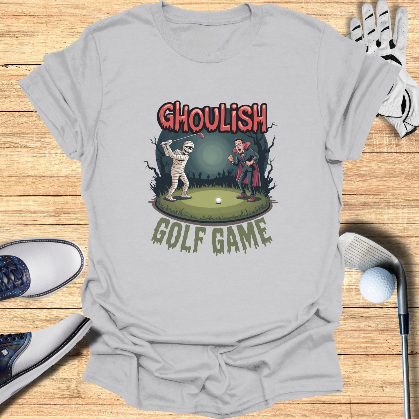 Ghoulish Golf Game Print T-Shirt Fun Halloween product