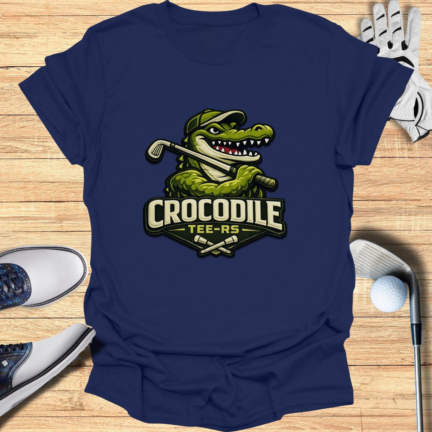 Crocodile Golfing Tee-rs Graphic Print T-Shirt