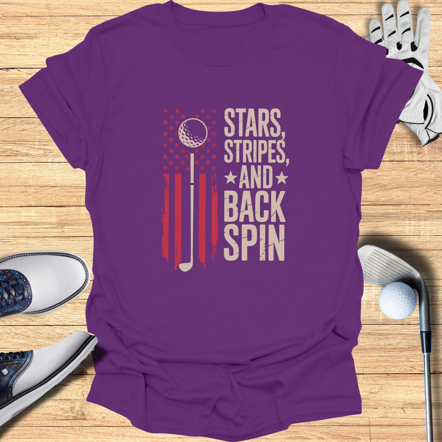 Stars Stripes and Back Spin Golf T-shirt product