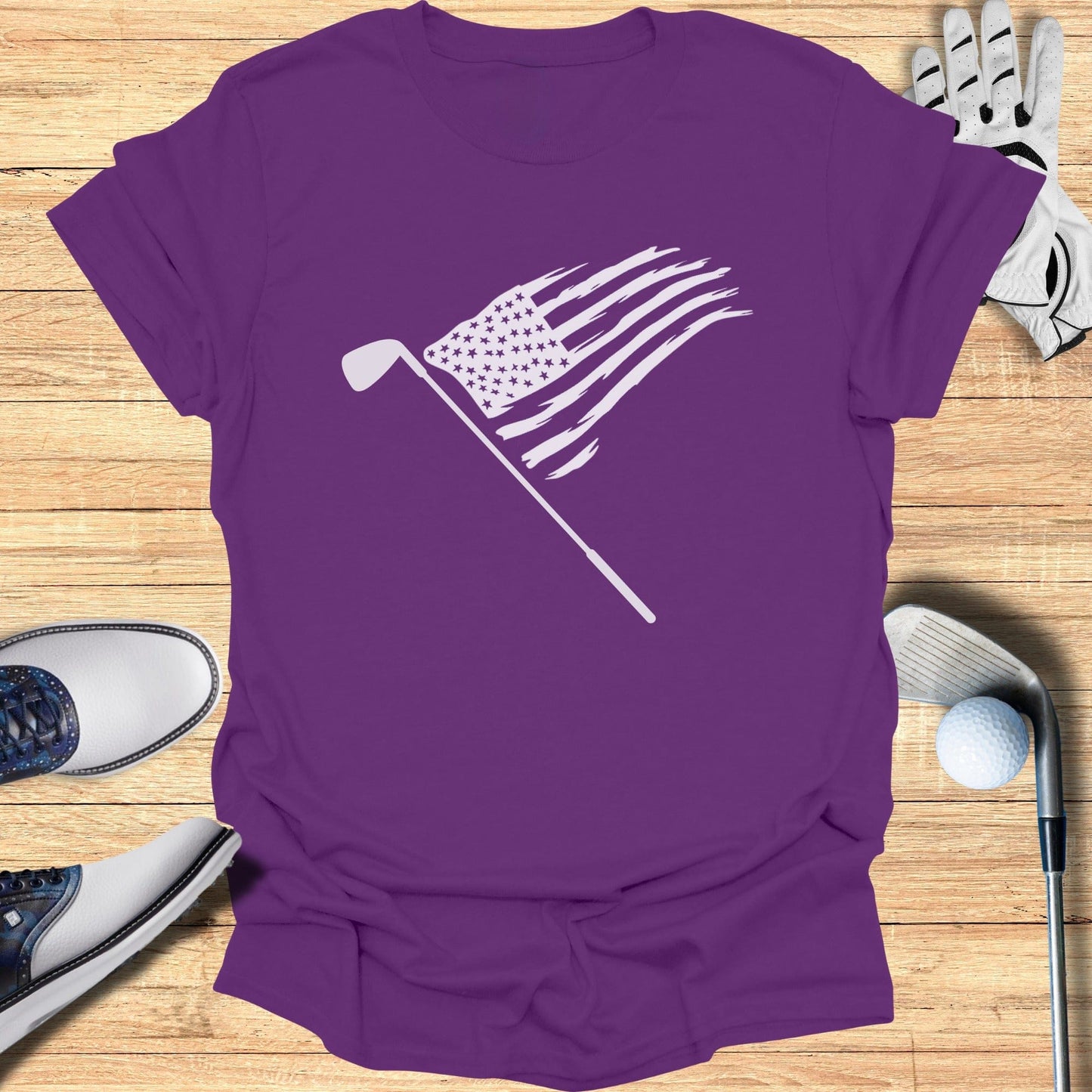 Patriotic Golf Club American Flag Design Tee