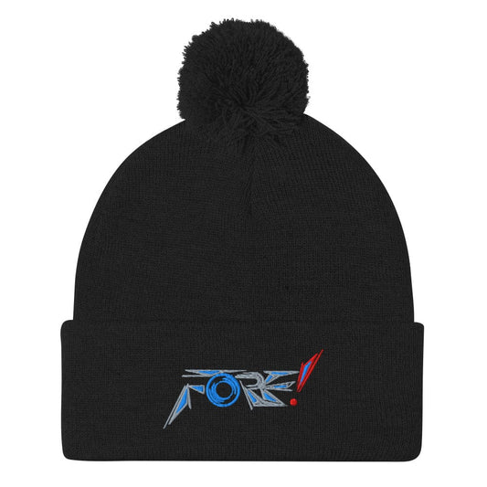FORE! Unique Geometric Design Embroidered Golf Pom-Pom Beanie - Funny Golf Tee by Swing Epic