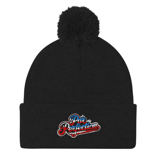Par Perfection Embroidered Golf Pom-Pom Beanie - Funny Golf Tee by Swing Epic