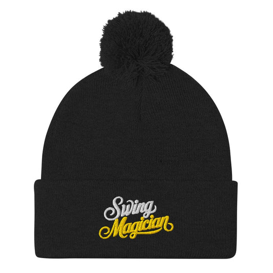 Swing Magician Embroidered Golf Pom-Pom Beanie - Funny Golf Tee by Swing Epic