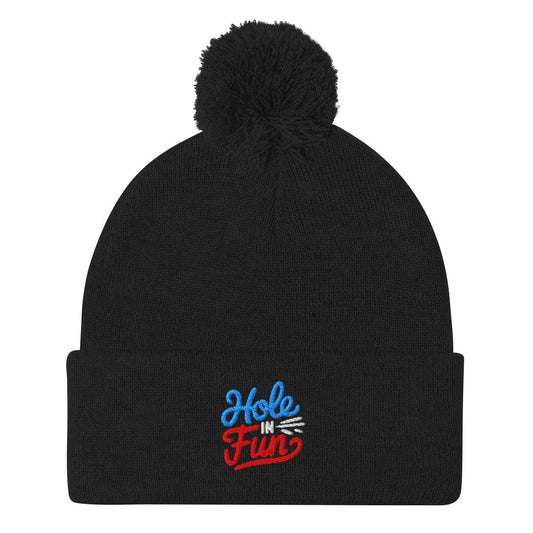 Hole in Fun Embroidered Golf Pom-Pom Beanie - Funny Golf Tee by Swing Epic
