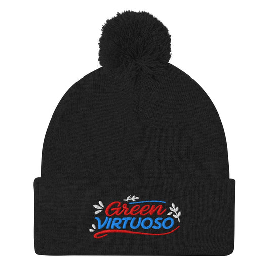 Green Virtuoso Spark Joy Embroidered Golf Pom-Pom Beanie - Funny Golf Tee by Swing Epic