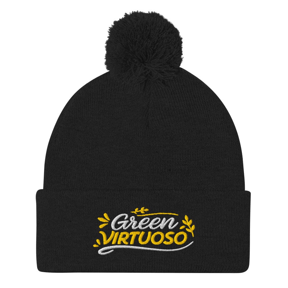 Green Virtuoso Spark Joy Embroidered Golf Pom-Pom Beanie - Funny Golf Tee by Swing Epic