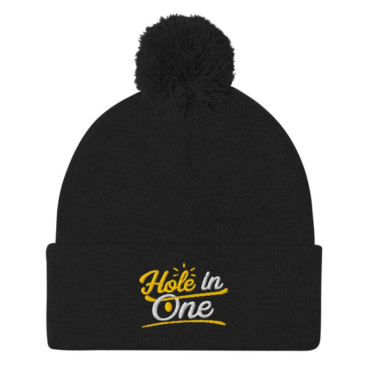 Hole in One Embroidered Golf Pom-Pom Beanie - Funny Golf Tee by Swing Epic
