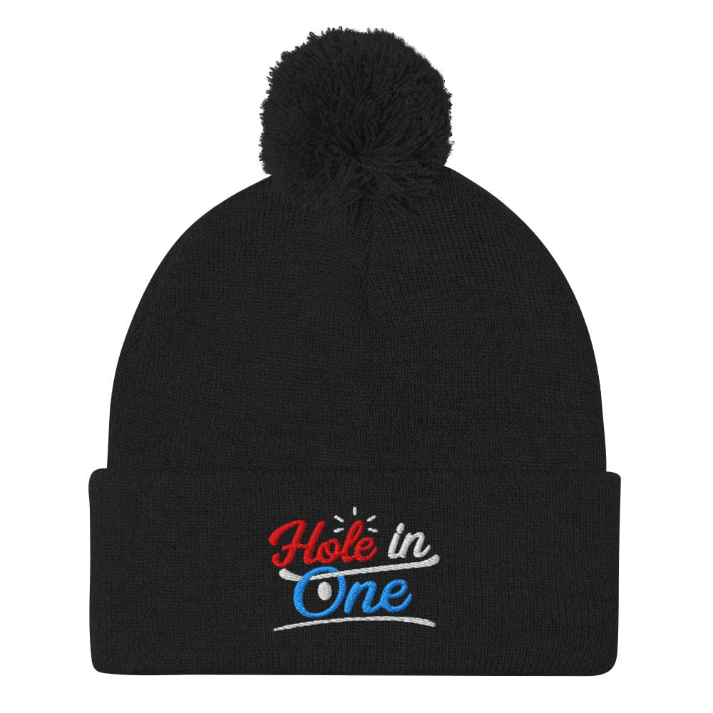 Hole in One Embroidered Golf Pom-Pom Beanie - Funny Golf Tee by Swing Epic