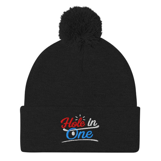 Hole in One Embroidered Golf Pom-Pom Beanie - Funny Golf Tee by Swing Epic