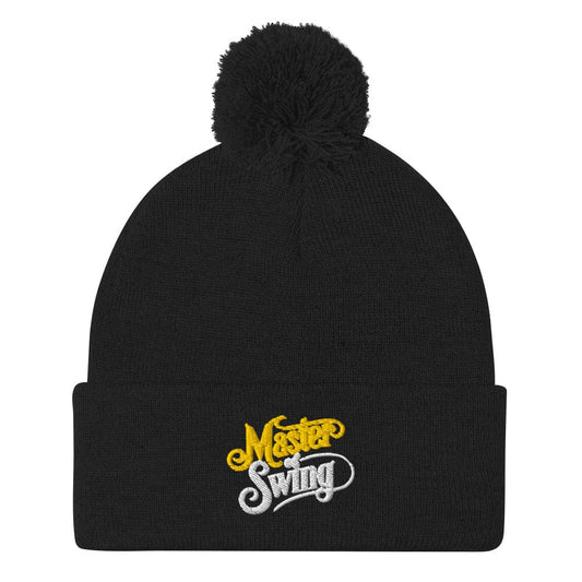 Master of Swing Fun Embroidered Golf Pom-Pom Beanie - Funny Golf Tee by Swing Epic