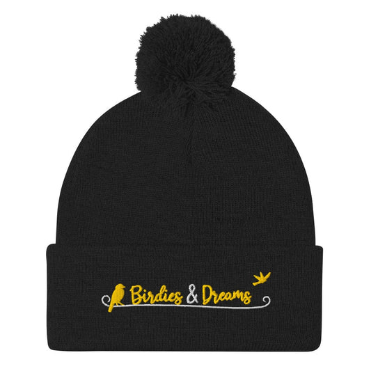 Birdies & Dreams Embroidered Golf Pom-Pom Beanie - Funny Golf Tee by Swing Epic