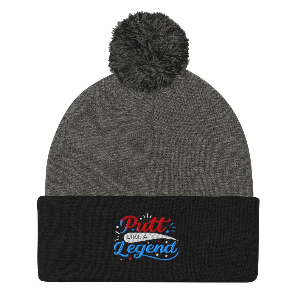 Putt Like a Legend Quirky Fun Embroidered Golf Pom-Pom Beanie - Funny Golf Tee by Swing Epic