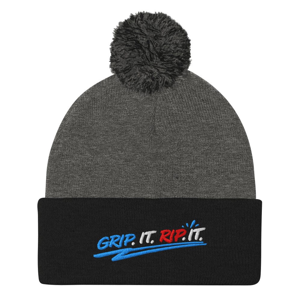 Grip It Rip It Embroidered Golf Pom-Pom Beanie - Funny Golf Tee by Swing Epic