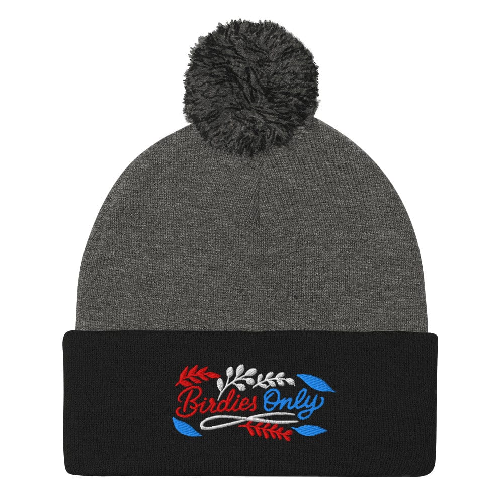 Birdies Only Quirky Fun Embroidered Golf Pom-Pom Beanie - Funny Golf Tee by Swing Epic