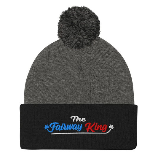 The Fairway King Embroidered Golf Pom-Pom Beanie - Funny Golf Tee by Swing Epic