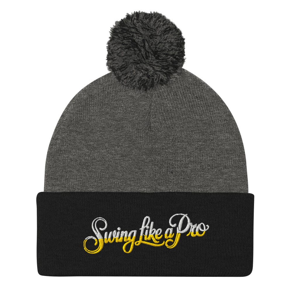 Swing Like a Pro Quirky Embroidered Golf Pom-Pom Beanie - Funny Golf Tee by Swing Epic