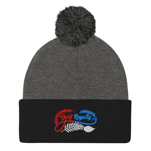 Golf Royalty Spruced Up Embroidered Golf Pom-Pom Beanie - Funny Golf Tee by Swing Epic
