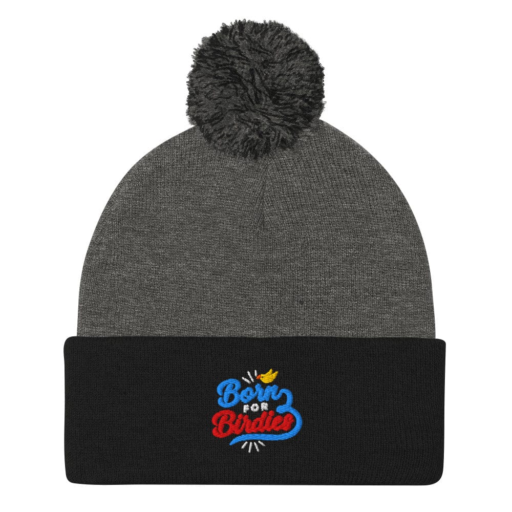 Born For Birdies Quirky Fun Embroidered Golf Pom-Pom Beanie - Funny Golf Tee by Swing Epic