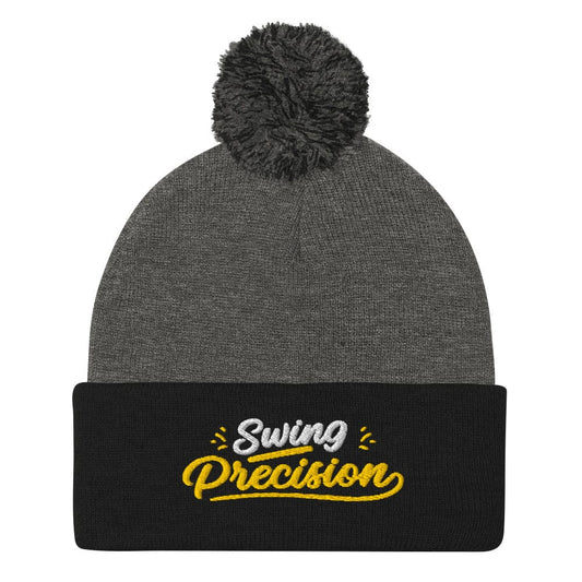 Swing Precision Quirky Embroidered Golf Pom-Pom Beanie - Funny Golf Tee by Swing Epic