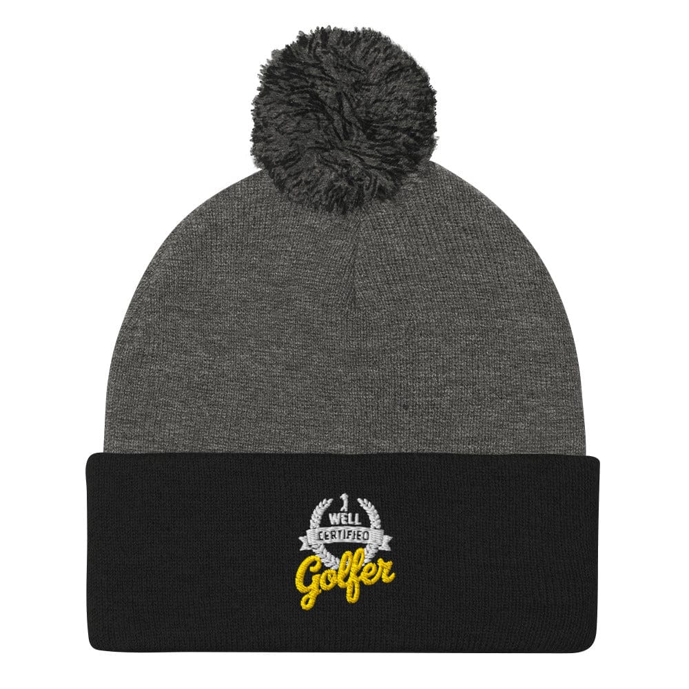 Well Certified Golfer Quirky Embroidered Golf Pom-Pom Beanie - Funny Golf Tee by Swing Epic
