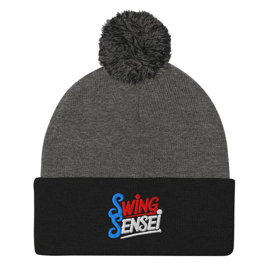 Swing Sensei Embroidered Golf Pom-Pom Beanie - Funny Golf Tee by Swing Epic